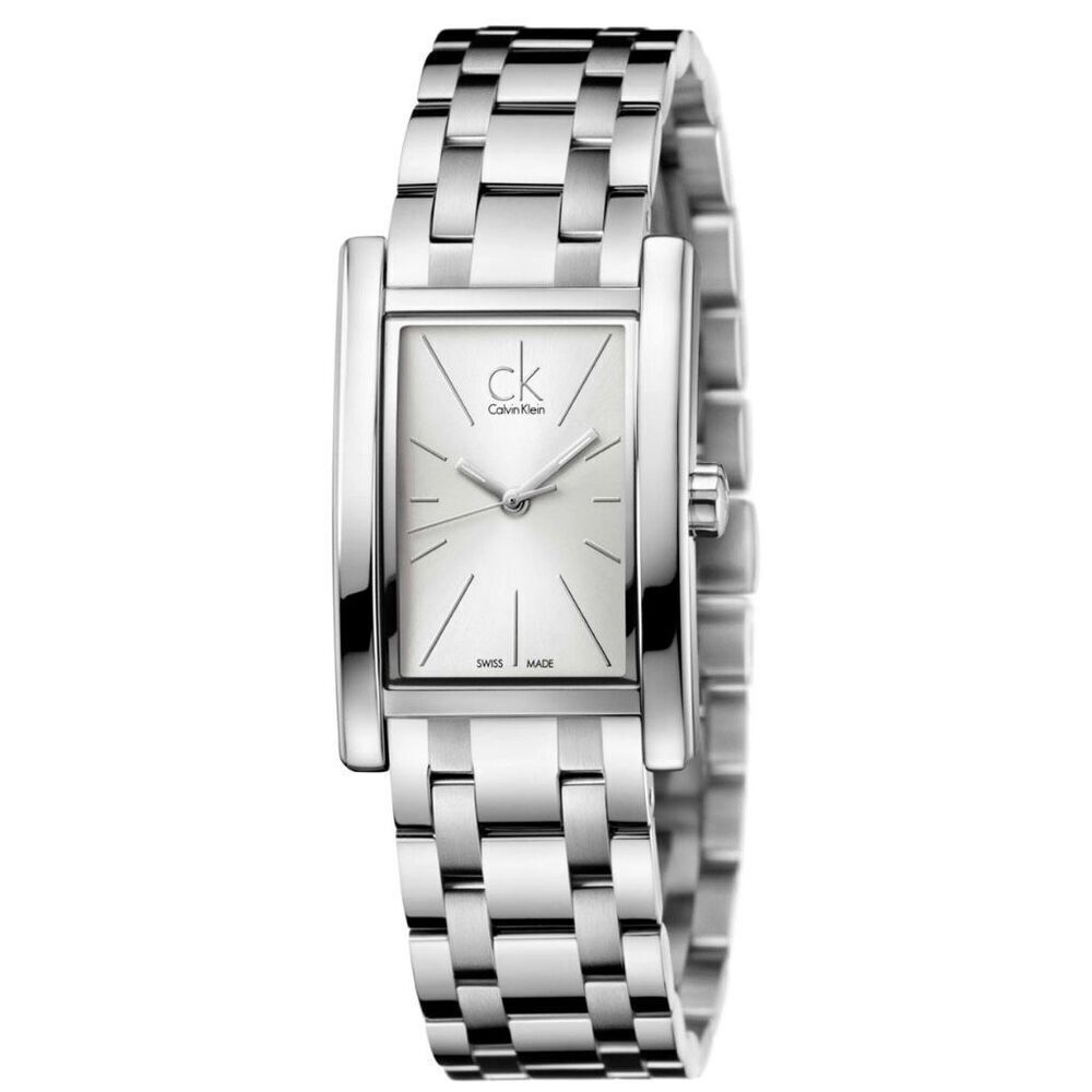NWT CALVIN KLEIN Swiss Quartz White Dial Stainless Steel Silver Women's Watch